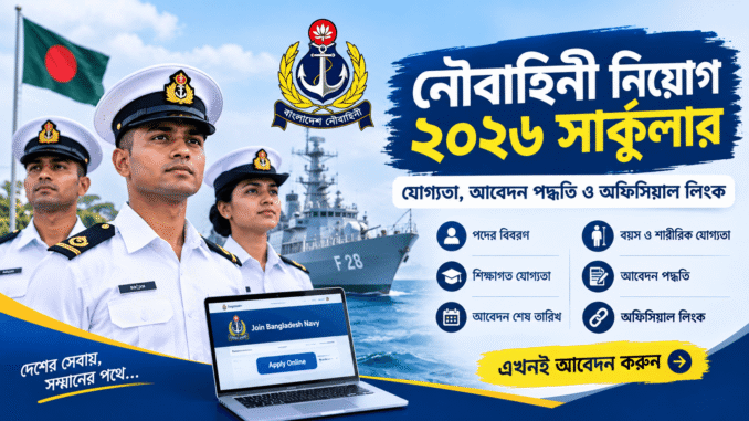নৌবাহিনী নিয়োগ ২০২৬ সার্কুলার, নাবিক ও এমওডিসি পদে অনলাইন আবেদন