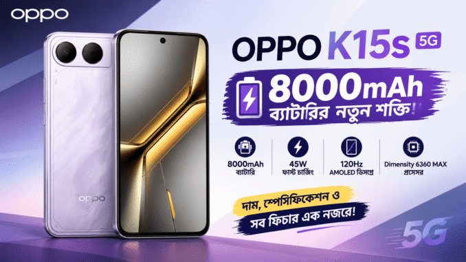 OPPO K15s 5G with 8000mAh battery, 120Hz AMOLED display and 45W fast charging