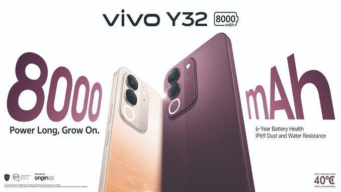 Vivo Y32-এর ফিচার, স্পেসিফিকেশন, 8000mAh ব্যাটারি, 120Hz ডিসপ্লে, 50MP ক্যামেরা এবং Vivo Y32 Price in Bangladesh ও India Price সম্পর্কে বিস্তারিত জানুন।